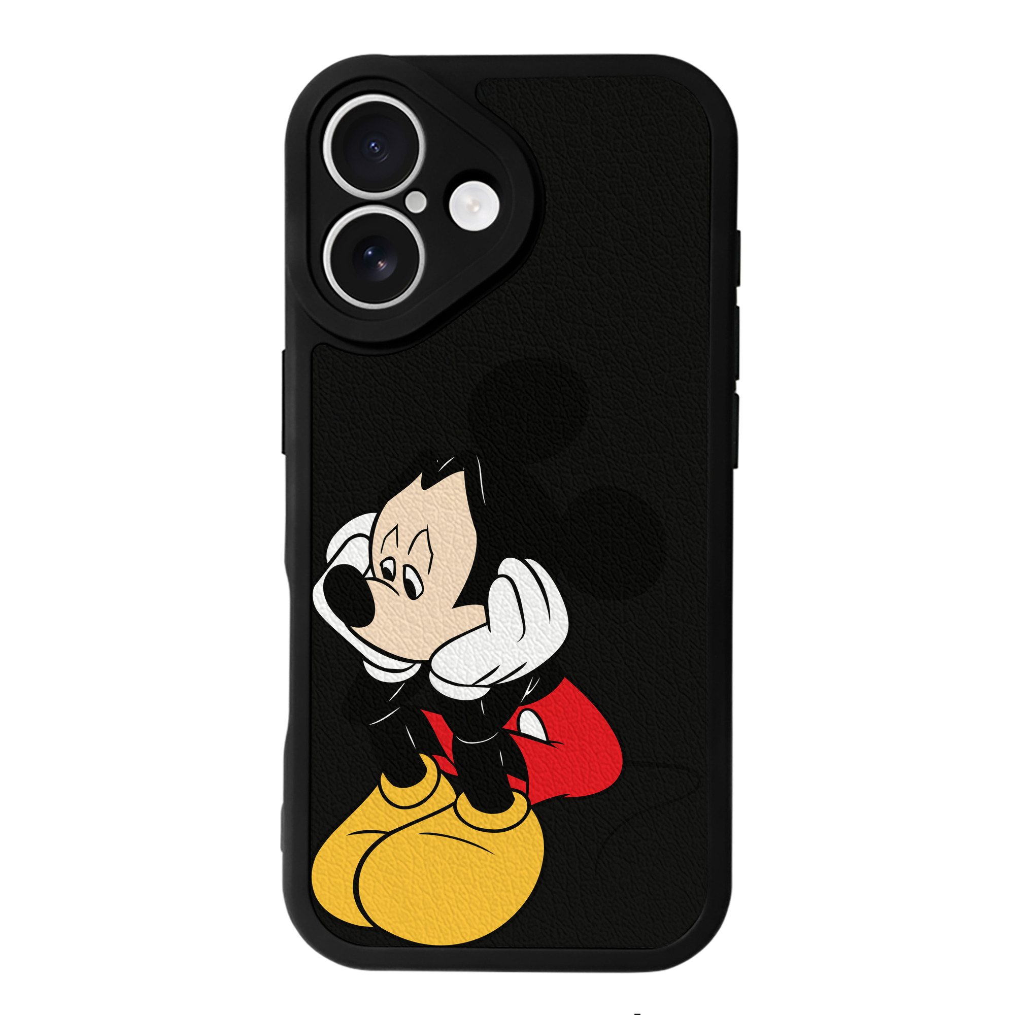 （画像用） ミッキーマウス Mickey Mouse 【iPhone 16シリーズ対応】シリコンスマホケース（レザー調） 材質：シリコン